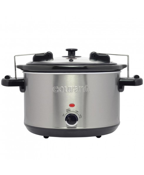 6 Quart Oval Slow Cooker with Locking Lid - Stainless Steel