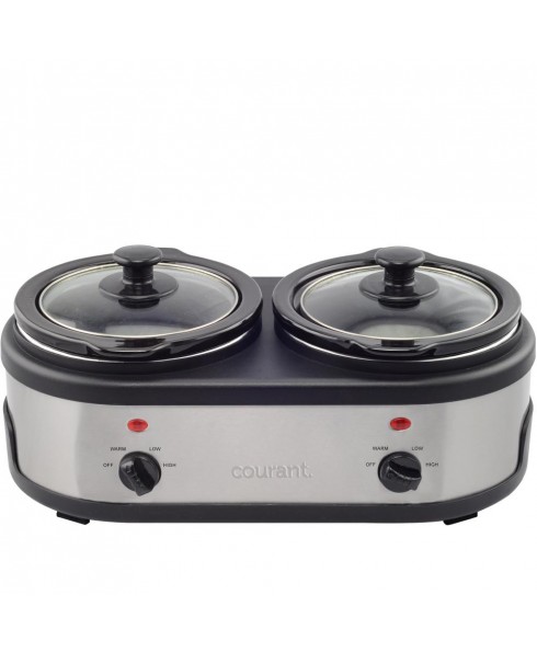 1.6 Quart Double Slow Cooker - Stainless Steel