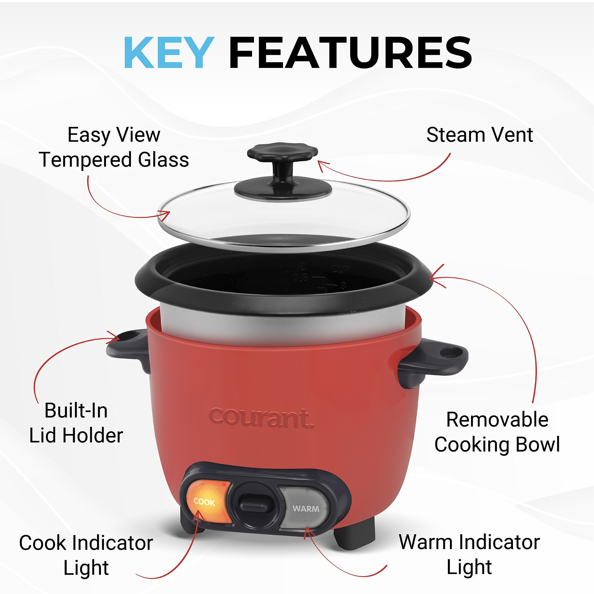 8 Cups Cooked 4 Cups Uncooked Rice Cooker Red