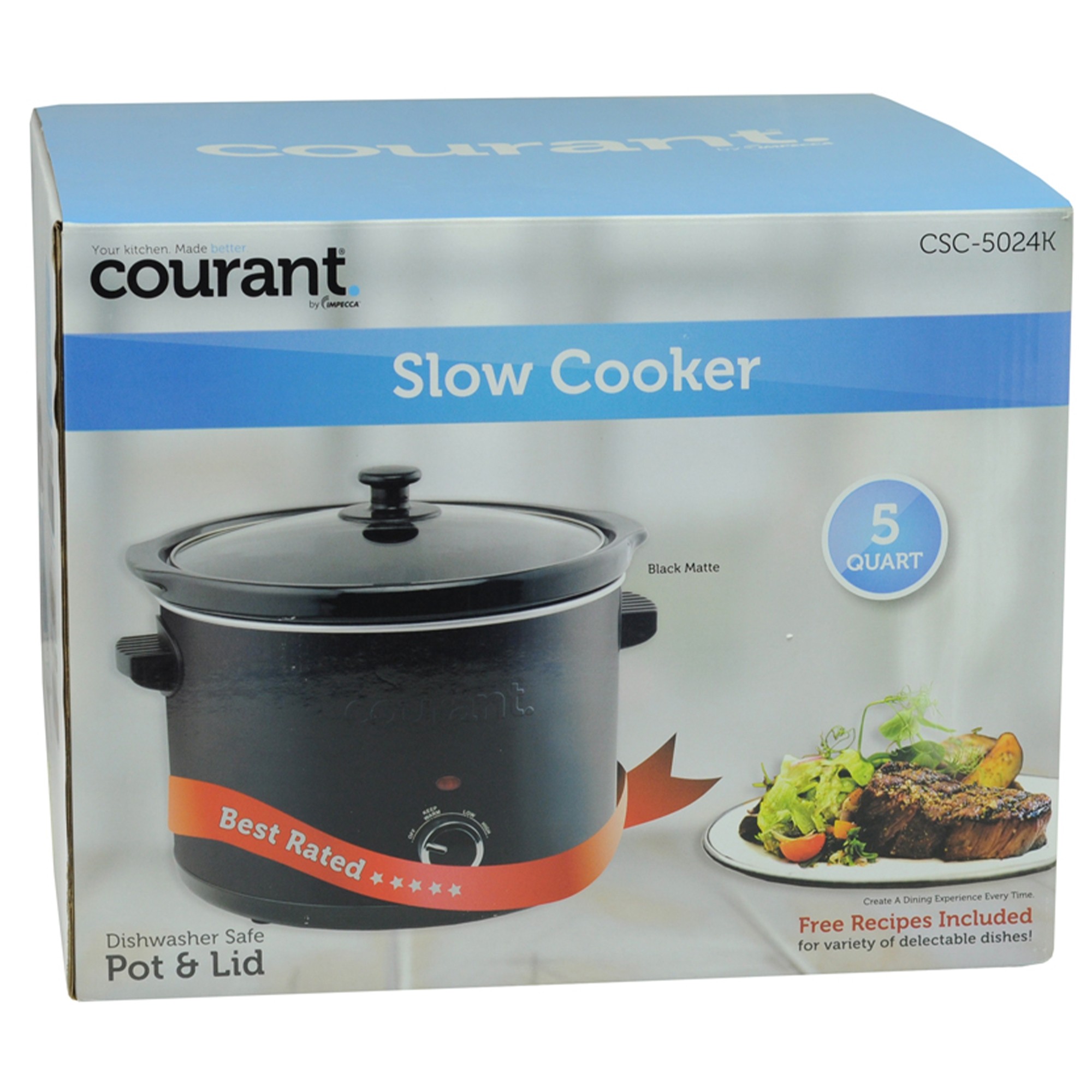 Courant CSC-2524K 2.5 qt. Round Slow Cooker Matte Black