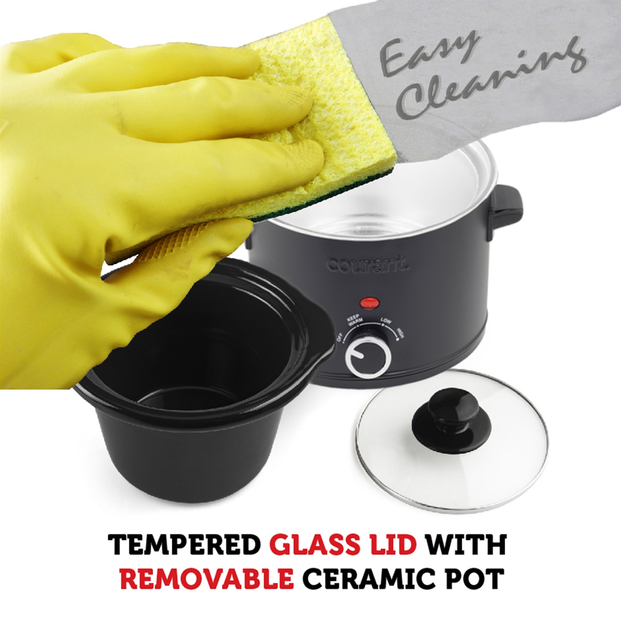 Courant 5 qt. Slow Cooker, Removable Ceramic Pot, Keep Warm