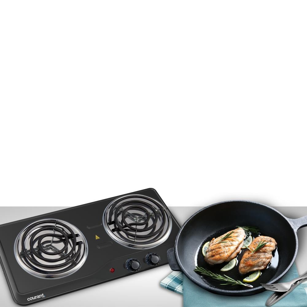 Courant 2-Burner 25 in. Infrared Ceramic Glass Hot Plates Cooktop 1700W  Stainless Steel, Silver