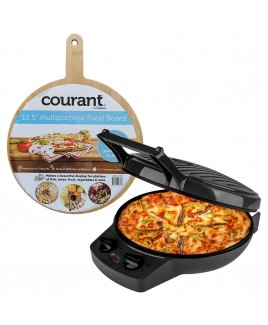 12-Inch Electronic Pizza Maker (Black) w/ Dial, Opens 180°, Food Board Included