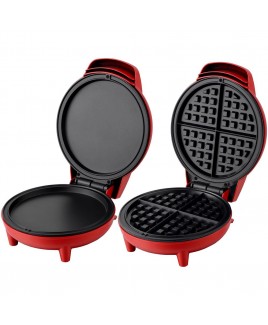 Personal Griddle and Waffle Maker Bundle - Red
