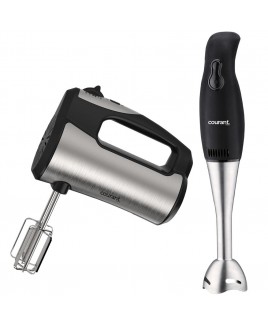 250W 5-Speed Hand Mixer with Storage Stand and 2-Speed Stainless Steel Hand Blender Bundle