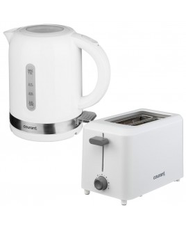 1 Liter Cordless Electronic Kettle and Cool Touch 2-Slice 750-Watts Toaster Bundle - White