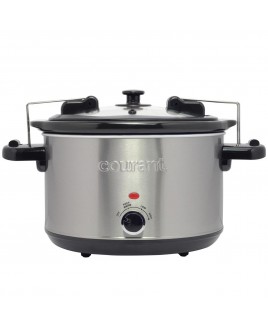 6 Quart Oval Slow Cooker with Locking Lid - Stainless Steel