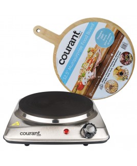 1000 Watts Portable Single Electric Burner, Stainless Steel Design with Food Board Included