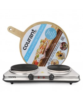 1700 Watts Electric Double Burner, Stainless Steel Design with Food Board Included