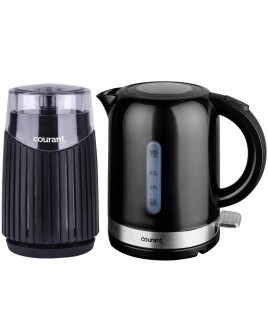 1 Liter Cordless Electronic Kettle with Coffee Grinder - Black